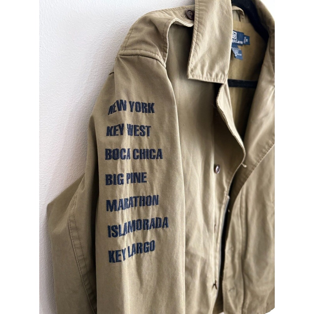 Vintage Polo Ralph Lauren Jacket Military Style Key West Embroidery Green Sz M - Picture 4 of 8